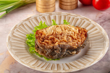 Roasted cod fish fillet piece