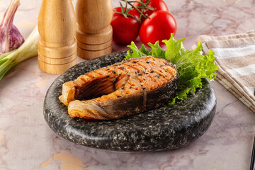Gourmet grilled salmon fish steak
