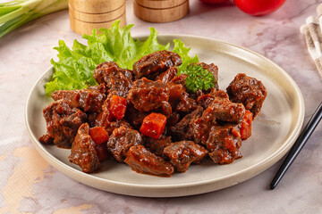 Hungarian goulash with beef meat