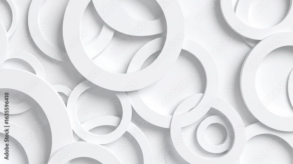 Poster abstract white circles background with geometric pattern in modern minimalist style and clean design