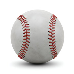 Realistic Photo of White Baseball with Red Stitching and Shadows Isolated