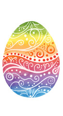 Watercolor Easter Egg Illustration with Rainbow Colors and Swirls Design