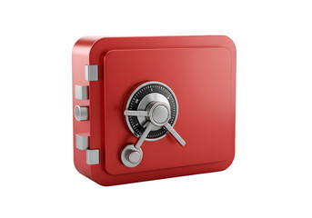 Red Metallic Safe Illustration on Isolated Black Background for Security Protection