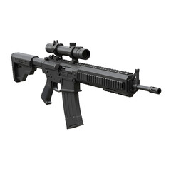 Realistic 3D Render Of Black Rifle Isolated On White Background