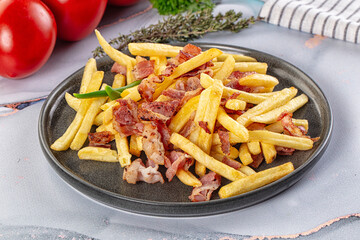 French fry potato with bacon