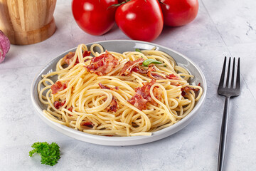 Italian pasta spaghetti with bacon