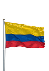 Naklejka premium Waving Colombian Flag on Pole Isolated on Transparent Background Photo