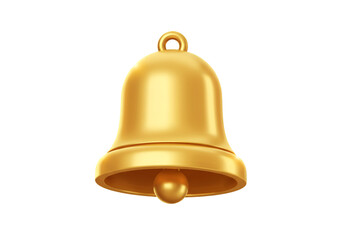 Shiny Gold Bell Isolated on Transparent Background 3D Rendering Illustration