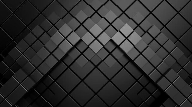 Cubes Form a Wave. Abstract motion, two color, 3d rendering, 4k resolution
