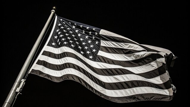 american flag on black background