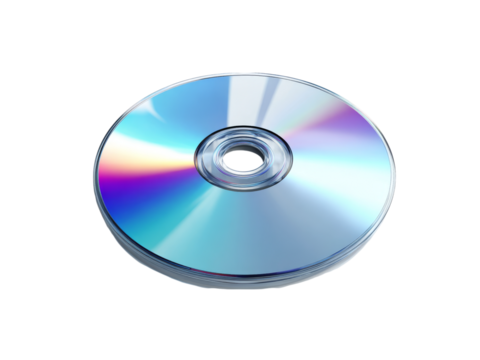 Shiny compact disc data storage technology digital media, Isolated On White Background, Png Transparent - Powered by Adobe