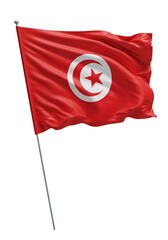 Tunisian Flag Waving Red and White Illustration on Transparent Background