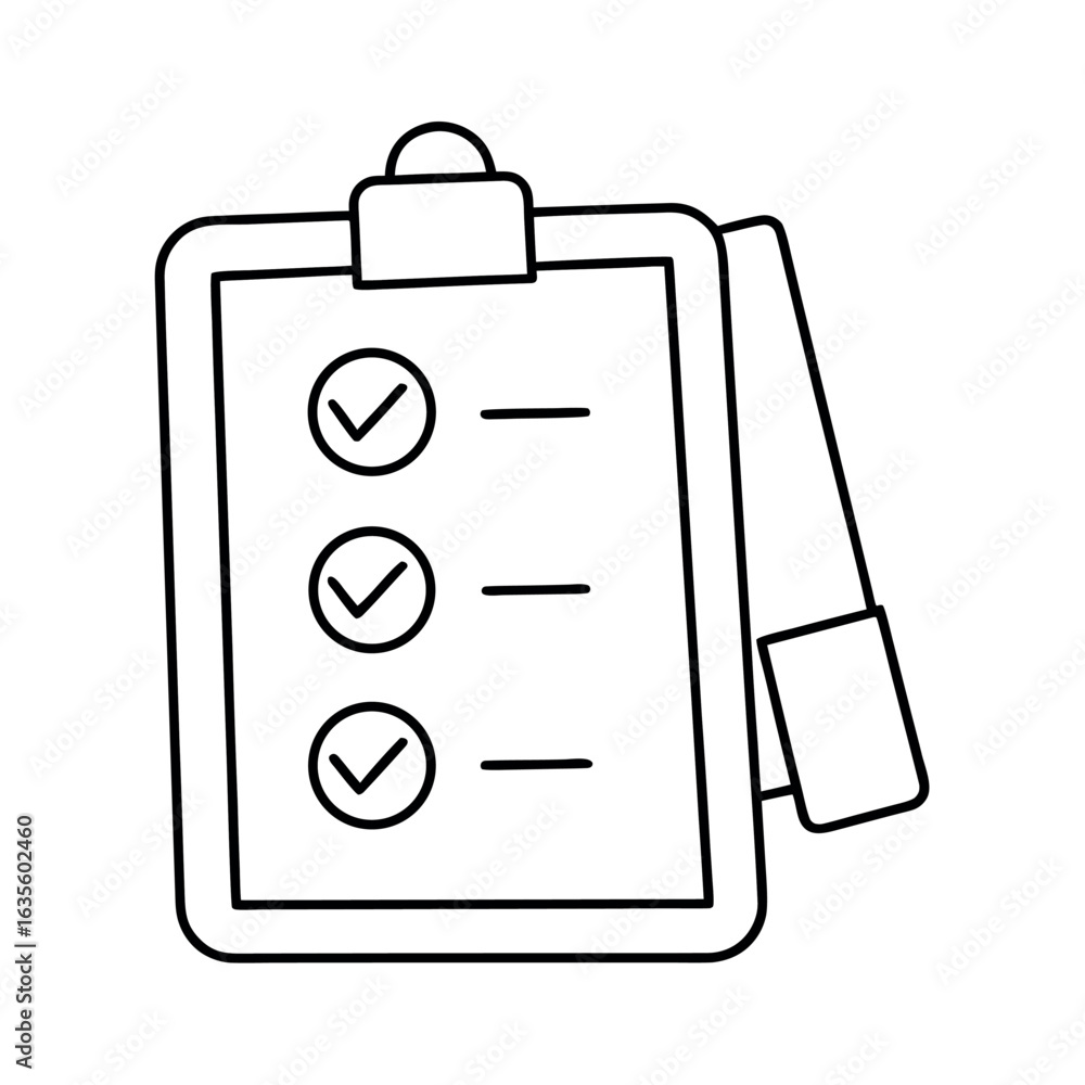Aufkleber checklist with completed tasks and tick marks on a clipboard