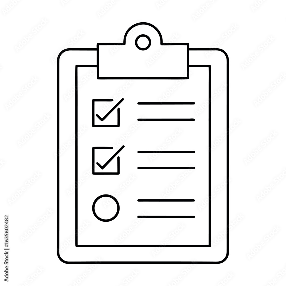 Poster checklist with completed tasks and tick marks on a clipboard