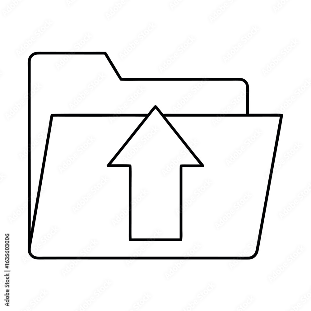 Poster uploading arrow icon entering folder outline graphic