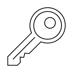 Simple outline of a key with minimal lines suitable for various design applications