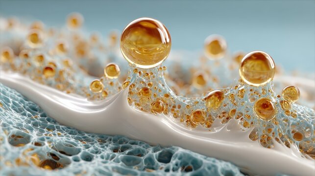 Macro rendering of skin with ceramide-rich cream enhancing moisture retention