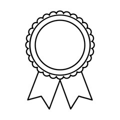 Round medal outline with ribbon vector design
