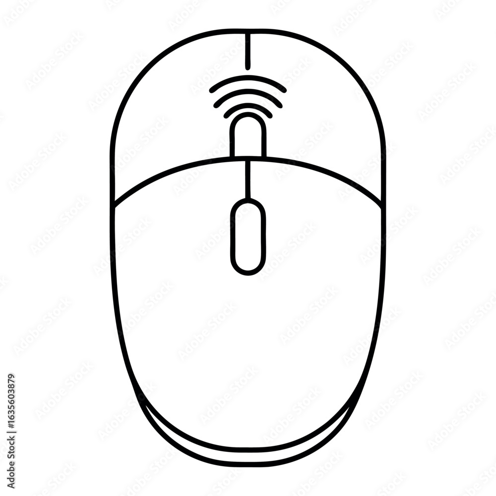 Aufkleber minimalist outline of a simple wireless computer mouse