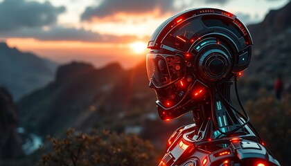 Transparent AI Brain Module in Neon Server Room 