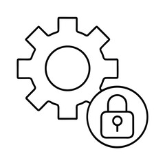Outline gear with lock icon for privacy settings and security