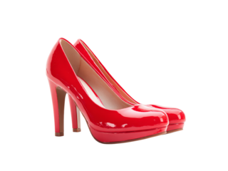 Elegant red patent leather high heels fashion footwear, Isolated On White Background, Png Transparent