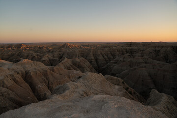 Badlands National Park during sunset, South Dakota