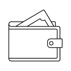Minimalist slim wallet outline icon for financial and shopping designs