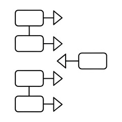 Minimalist connected arrows outline for workflow and process visualization