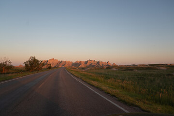 Badlands National Park during sunset, South Dakota