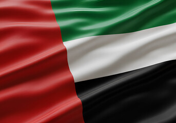 Obraz premium United Arab Emirates National Flag Waving on Textile Background