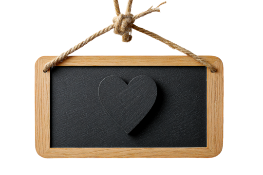 Wooden framed chalkboard sign with heart shape