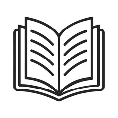 Open Book Line Art Vector Icon Isolated on White Background