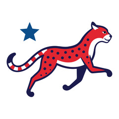 cheetah mascot running with stars and stripes patt.eps