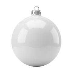 Obraz premium Shiny White Christmas Ornament Isolated on Transparent Black Background
