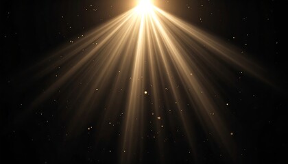 Fototapeta premium Golden light rays on black background