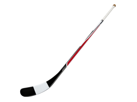 Professional ice hockey stick black red white design, Isolated On White Background, Png Transparent