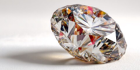 Dazzling Clear Diamond Gemstone on White Background