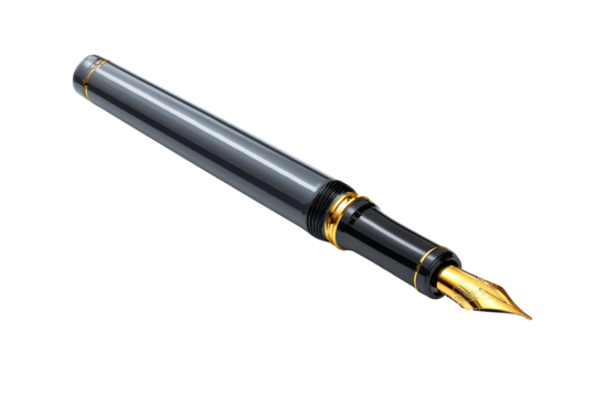 Elegant black fountain pen with gold accents