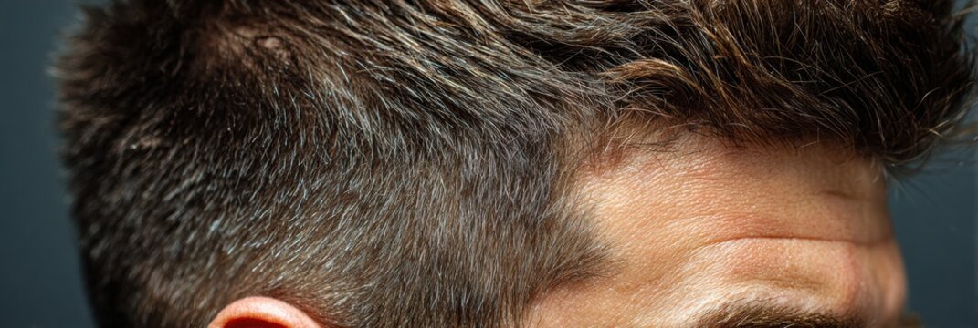 Thick Coarse Hair Texture Close-Up Featuring a Side Gradient Fade in a Modern Styling Setting