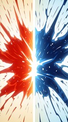 " 相対的な赤と青の雷のバックグラウンド "
