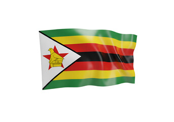 Zimbabwe Flag Illustration Isolated on Black Background National Symbol Design