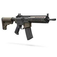 Realistic Photo Of A Military Rifle With Tan And Black Color Scheme