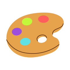 A yellow palette with a green dot in the middle. The palette is used for mixing colors. The colors on the palette are red, blue, yellow, green, and purple
