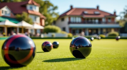 Bowls on a sunny day at a club with buildings