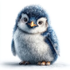 Fototapeta premium Blue Penguin Chick, Cute, White Background