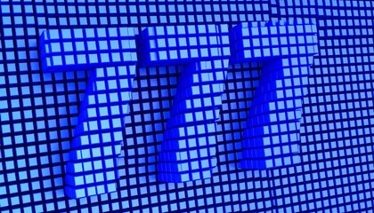 Blue pixelated 777