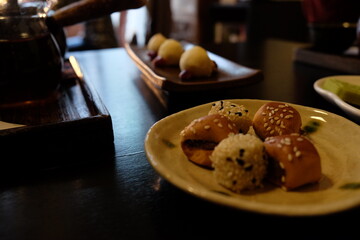 A plate of food with a variety of different items on it