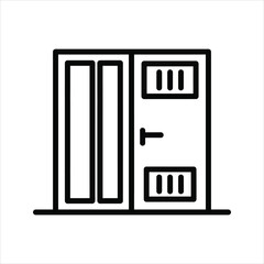 Black outline icon of a prison cell door with bars and a handle jail door security door
