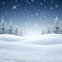 Fototapeta premium Winter Scene Photo of Snow Covered Forest and Snowy Landscape Background